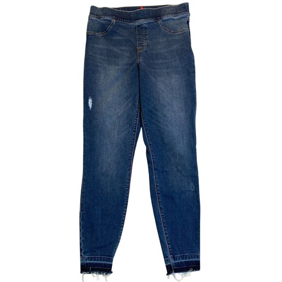 Spanx Women's Jeans Large Distressed Denim Skinny With Frayed Hem - Picture 1 of 16